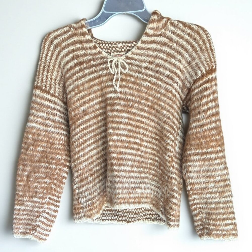 Lucy Iburg Designs Bolivian Alpaca Sweater Brown Cream Striped